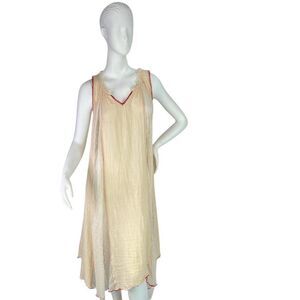 Ciel USA Ivory Light Cream Gauzy Lace Long Sleeveless Dress Size Medium